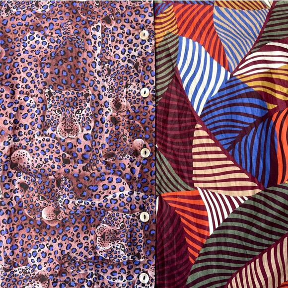 Miki Thumb Multicolor Cotton Button Front Shirt Leopard & Leaf Print - XL - Picture 5 of 10